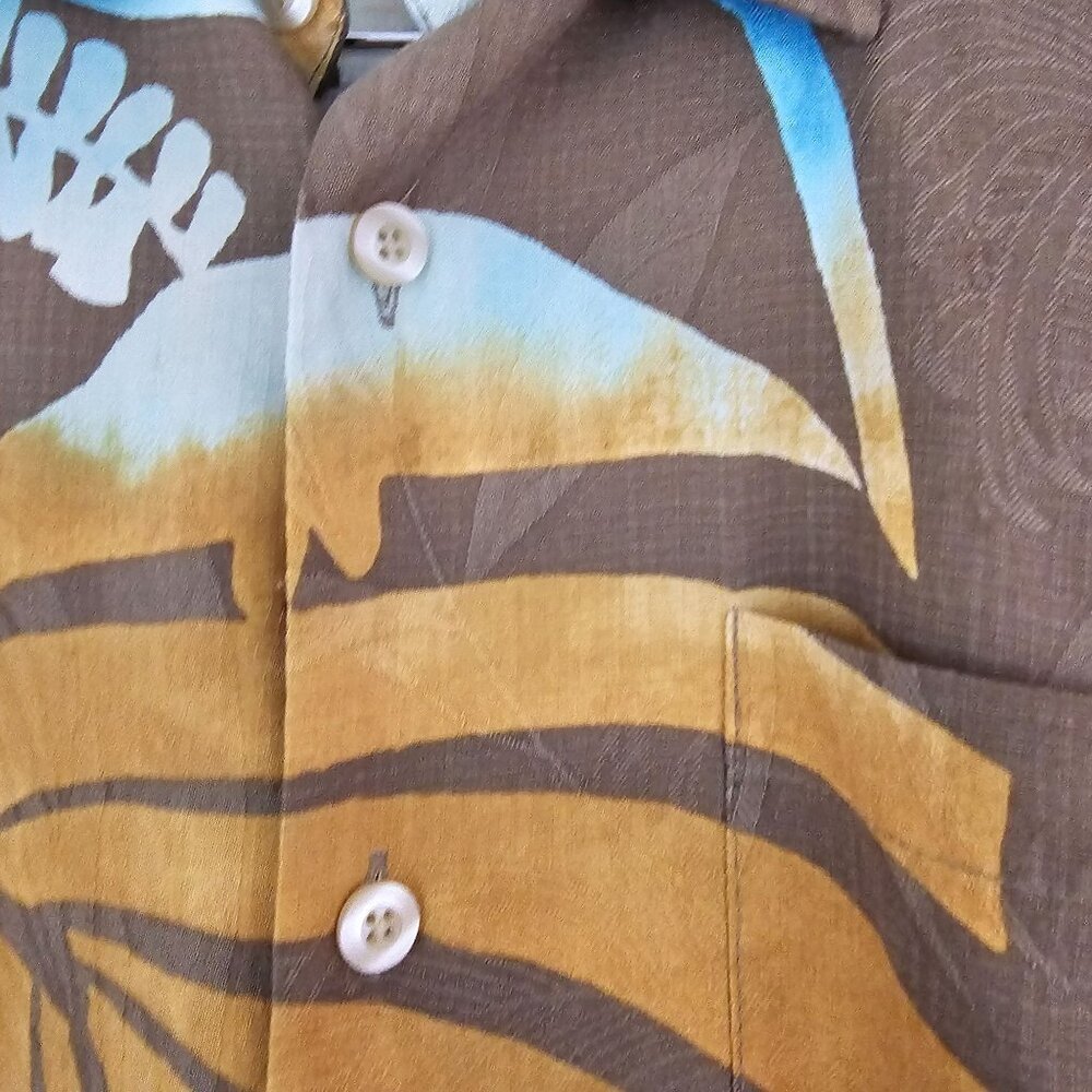 Tommy Bahama Mens Sz M 100% Silk Short Sleeve Relaxed Fit Camp Palm Fern Shirt - Picture 4 of 10